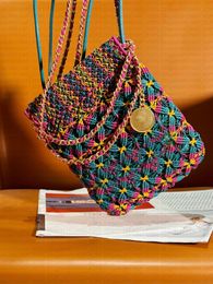 10A top level woven bucket crossbody bag with colorful chain badge style mirror quality women chain bag