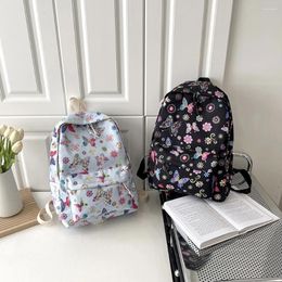 School Bags Butterflies Print Laptop Backpack Nylon Student Schoolbag Large Capacity Cute Fashion Simple Floral For Outdoor Camping