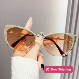 Designer Sunglasses Spicy girl sunglasses, ultra light cat eye glasses, black framed women's bare face, modern anti blue light flat frame 3OQW