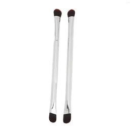 Makeup Sponges Concealer Brush Soft Hair Eyeshadow Portable Double Ended Cosmetic Tool Silver For Home Travel Women