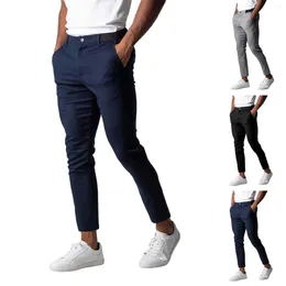 Men's Pants Dress Active Waistband Stretch Casual Breathable High Wide Legged Cotton Chinos Men Gift Boy