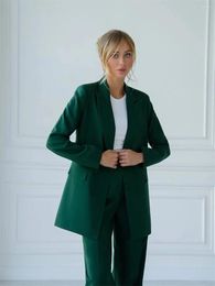 Women's Two Piece Pants Two-Piece Women Pantsuit Wedding Suit Formal Solid Guest Blazer Trousers Strong Business Outfit Office Tuxedo