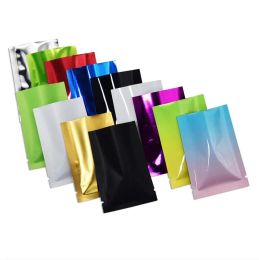 100Pcs Lot Aluminum Foil Bag Resealable Smell Proof Pouch Colorful Plastic Bags Food Storage Retail Packaging 8 Colors BJ