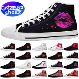 Customized shoes Valentine's Day skateboard shoes HIGH-CUT 7218 star lovers diy shoes Retro casual shoes men women shoes outdoor sneaker red big size eur 29-49