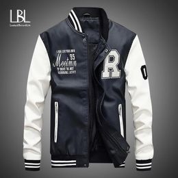 Men Leather Jacket Brand Embroidery Baseball PU Jackets Male Casual Luxury Winter Warm Fleece Pilot Bomber Jacket Coat 240113