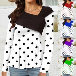Women's T Shirts Long Sleeve Fashion Dot Print Jumper 2 A Tee Camisole Workout For Women Tunic Top 3x Glitter Shirt