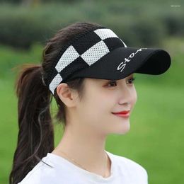 Wide Brim Hats Knitted Hat Sports Beach Cap Hollow Plaid Checkerboard Sun Empty Top Baseball