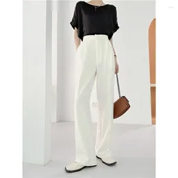 Women's Pants Women X-long Solid White Black Straight Trousers Wide Leg For Summer Spring Loose High Waist Slimming Tall Lady 110cm