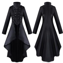 Women Medieval Victorian Costume Tuxedo Tailcoat Gothic Steampunk Trench Irregular Hem Vintage Frock Outfit Coat Spring Fall 240112