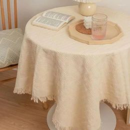 Table Cloth Beige Retro Knitted Long Tea Dining Cover Sofa Simple And High-end Birthday Decoration W5R795