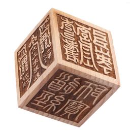 Storage Bottles Decorative Buddha Stamp Wooden Chinese Seal Desktop DIY Accessory