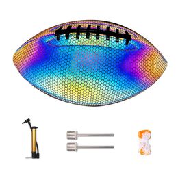 Size 9 Glowing Training Rugby Ball Luminous Light Up Reflective Pu Leather Safe Training Rugby Great American Football Toy Gifts 240112