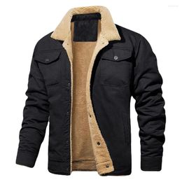 Men's Jackets Trucker Jacket Collar Vacation Daily Polyester Slight Stretch Brand Solid Colour Casual Tops Warm Coat