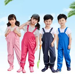 Raincoats Children Pu Overall Rain Pants Waterproof Kid Student Supplies For Girl Boys Outdoor Travelling Camping B03E