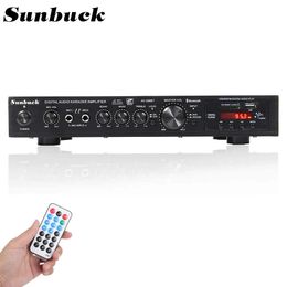 Radio SUNBUCK 2200W bluetooth 5 Channel Power Amplifier HiFi Stereo Speaker Amp Support FM Radio 2 Mic USB SD Card Input