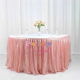 Table Skirt Rose Gold Design Sequin Fabric Tablecloth Skirting For Wedding Event Party Decoration