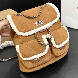 Women Letter Luxury Genuine Leather Designer Backpack French Brand Fashion Suede Famous Shoulders Bag Double Autumn Winter New High Quality Plus Ladies Satchel