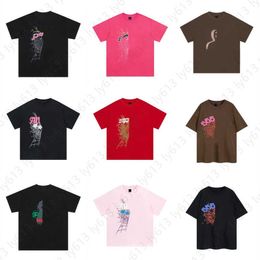 Men's Tshirts Spder t Shirts for Men Designer Tshirt High Street Graphic Tee Ss Europe and the United States Tide Brand Spider Web Foam Printing Coed Short Sleeve Shirt