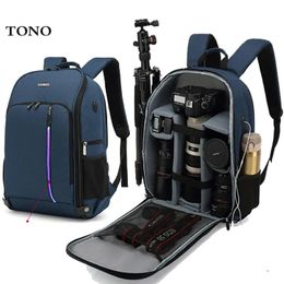 accessories Big Capacity Photography Camera Waterproof Shoulders Backpack with Led Light Video Tripod Dslr Bag W/ Rain Cover for Canon Nikon