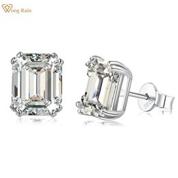 Wong Rain 100% 925 Sterling Silver Emerald Cut 4CT High Carbon Diamonds Ear Stud Earrings Wedding Party Jewellery Drop 240113