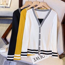Women's Sweaters Y2k Jacquard Faux Mink Knit Sweater Pullover Women Loose Elegant Streetwear Fashion Tops Long Sleeve V-neck Jumpers 2024