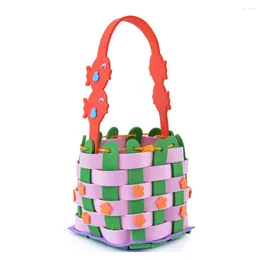 Berets 4 Set Woven Basket DIY Material Kit Tote Bag Package Sewing Handbags For Kids EVA Flower