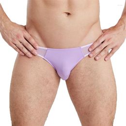 Underpants Sexy Underwear Ice Silk Men Briefs Seamless Bugle Pouch Breathable Thin Male Panties Micro Bikini Slip Homme Cuecas Tanga