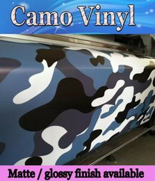 Blue white black large Camo Vinyl Car Wrap Styling With Air Rlease Gloss Matt Arctic blue Camouflage coating stickers152x 10m 21785143