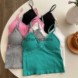 Women's Tanks Camis Basic White Slim Vest Woman Casual Fashion Pure Color Office Lady Korean Style Strap Crop Tops Outwear Beach 2023 Summerephemeralew