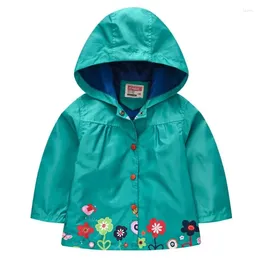 Jackets Spring Autumn Outdoor Girls Rain Jacket Lightweight Printing Children Raincoats Waterproof Hooded Kids Jacket1-5T