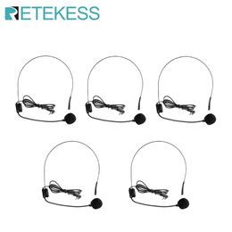 Microphones 5pcs Mini Headset Microphone Condenser MIC for Voice Amplifier Speaker Professional Tour guide System Wireless F4512A