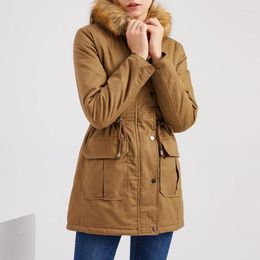 Women's Trench Coats Women Parka Fashion Large Coat 4XL Wool Liner Hooded Parkas Winter Jacket Slim With Fur Collar Warm Snow Wear Padded