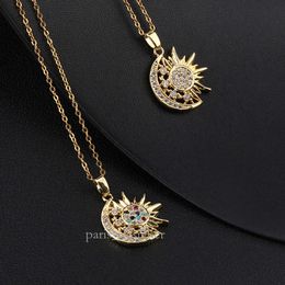 Ethnic Style Micro Inlaid Zircon Sun Geometry Necklace Pendant with Light Luxury and Unique Design, Cold Collarbone Chain 483 505