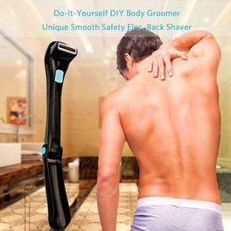 Men Shaving 180 Degrees Electric Back Hair Shaver Foldable Battery Manual Long Handle Remover Tool 240112