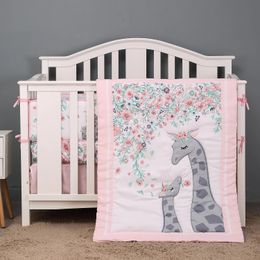 5 pcs Baby Crib Bedding Set for Girls including quilt crib sheet crib skirtbumpers and pillow case 240112