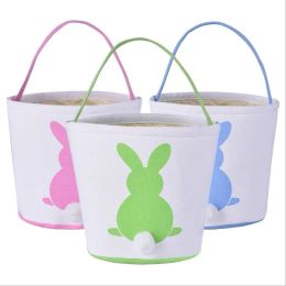 Easter Bunny Basket Rabbit Tail Ears Barrel Bags Kids Candy Baskets Party Festival Candies Easter Eggs Storage Totes Bunny Handbags BJ