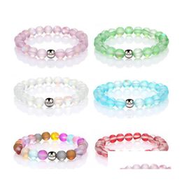 8Mm Glitter Stone Bracelet Stretch Beaded Strands Colorf Glass Beads For Women Men Handmade Jewelry Gift Drop Delivery Otyjg