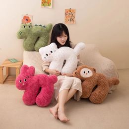 Kawaii Cat Throw Pillow Doll Soft Animal Dinosaur Monkey Rabbit Sofa Chair Cushion Waist For Girl Birthday Gifts 240113