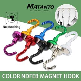 7Pcs/set Colourful Magnetic Hook Strong Magnet Hooks Rust Proof Indoor Outdoor Hanging Kitchen Home Workplace Office and Garage 240113