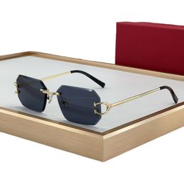 sunglasses for women designer cartHead Composite Metal Rimless Optical Frame Classic Rectangle Square Luxury gold sunsha