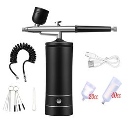 Nano fog spray mini air compressor kit air brush paint spray gun spray gun for nail art tattoo craft cake 240113