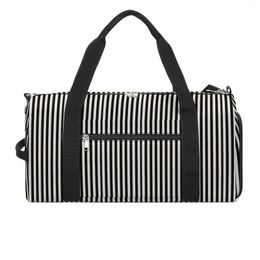 Outdoor Bags Vertical Striped Gym Bag Black White Lines Travel Training Sports Male Female Custom Graphic Fitness Weekend Handbags