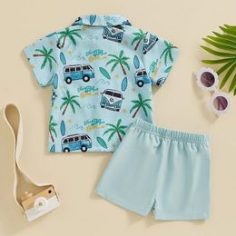 Clothing Sets Toddler Baby Boy Summer Clothes Set Boho Printed Button Down Tops Shirt Outfit Shorts Kid Boys