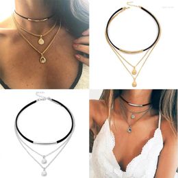 Pendant Necklaces Shell Multilayer Necklace Fashion Black Simple Collar Summer Sale Chokers Sexy Lady Jewellery Gifts