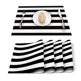 Stripes Black White Simple Pattern Table Mat Kitchen Decoration Placemat Napkin For Wedding Dining Accessories 240112