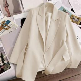 Women's Suits Women Suit Coat Turn-down Collar Formal Business Style Slim Fit Belted Waist Long Sleeve OL Commute Office