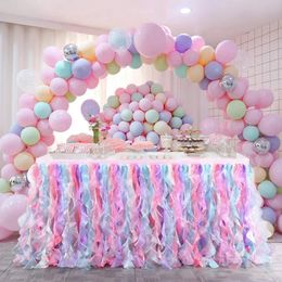 6ft Table Skirt Bluekate Rainbow Party Tutu for Unicorn Decorations 1st Birthday Baby Shower DIY Mermaid 240112