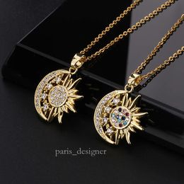 Ethnic Style Micro Inlaid Zircon Sun Geometry Necklace Pendant With Light Luxury And Unique Design, Cold Collarbone Chain 483 500