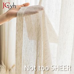 Japan Style Flax Linen Look Tulle Sheer Curtains for Living Room Windows Transparent Voile Curtain for Kitchen Rideaux Customise 240113