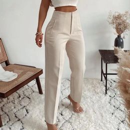 Women's Pants Casual Solid Pleated Slim High Waist Temperament Commuting Female Fashion Clothing Women Suit Trousers